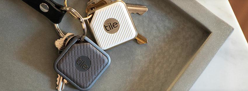 photo of tile trackers on a keychain