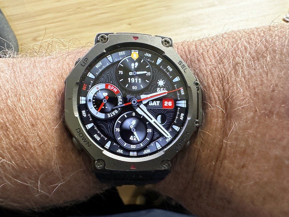 a photo of Amazfit T-Rex 3 Smartwatch on a wrist