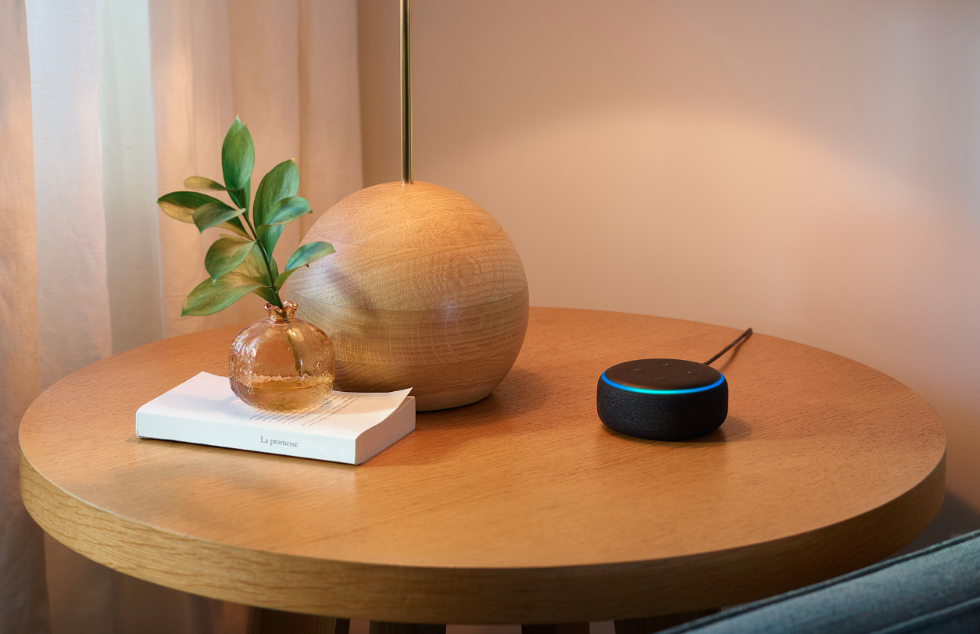 a photo of a echo dot 2nd gen on a table