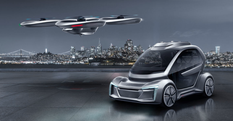 a photo of a futuristic Audi and Airbus plane