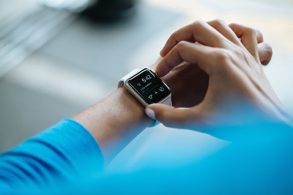 a photo of a smartwatch on a person's wrist.