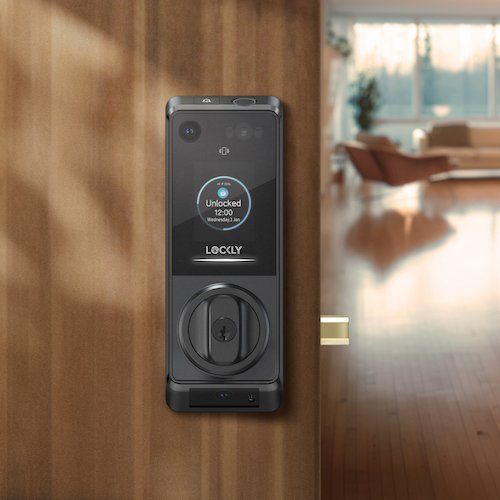 a photo of Lockly Vision Prestige Smart Lock on a door