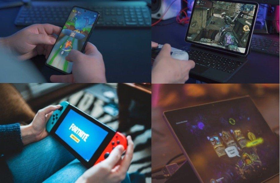 a photo of gaming gadgets to take on a plane