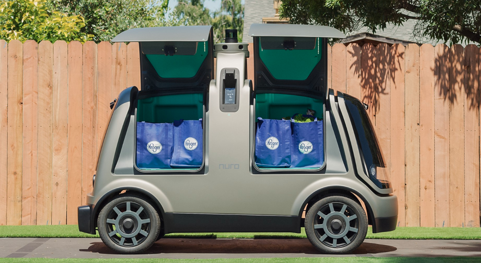 photo of autonomous grocery delivery vehicle