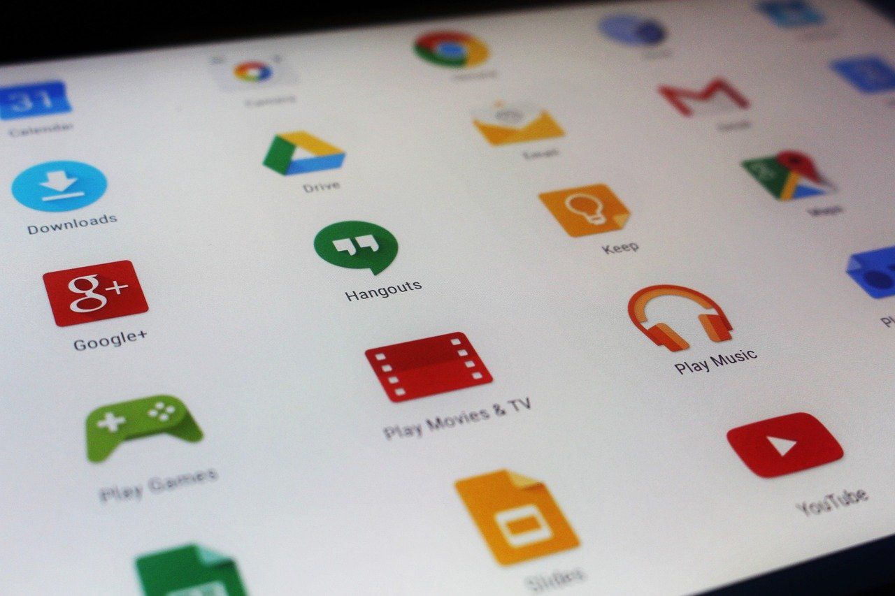 a photo of a tablet's screen with icons