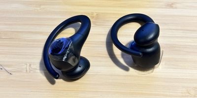 a photo of SoundPEATS Wings2 Sport Over-Ear Wireless Earbuds and case