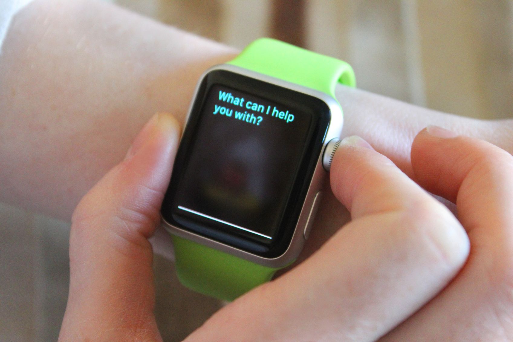 photo of a message from voice assistant on a smartwatch