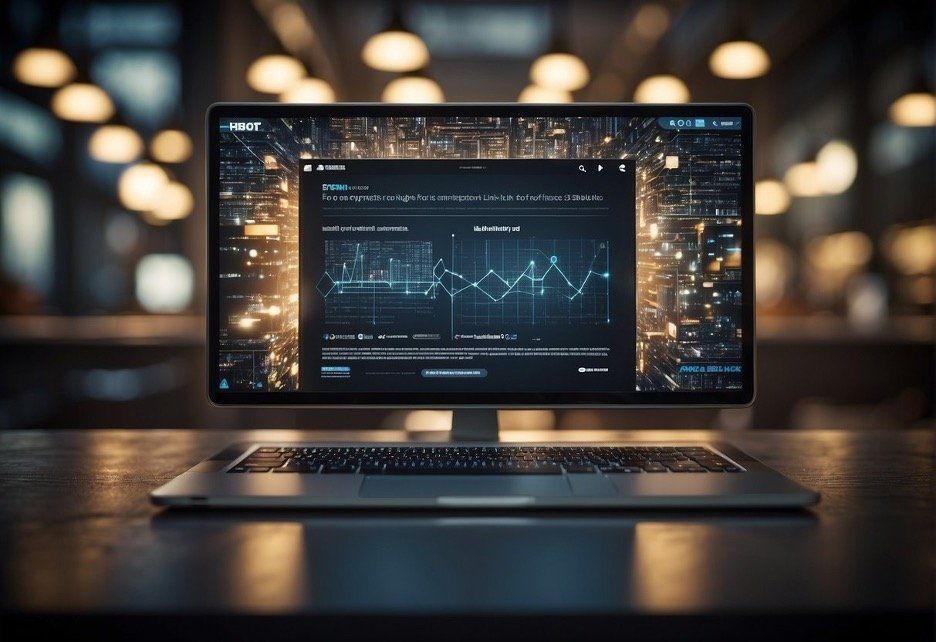 photo of a computer screen and keyboard with graphs