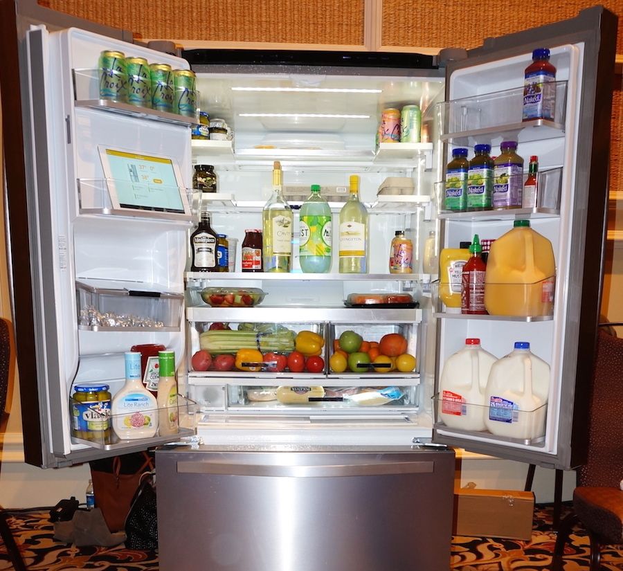 a photo of the inside of a smart refrigerator